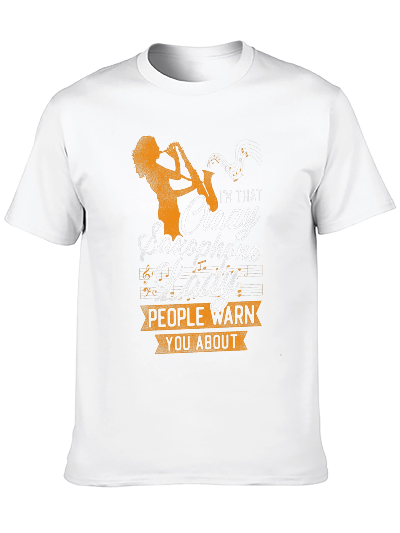 Black Crazy Saxophone Lady Graphic T-Shirt view 10