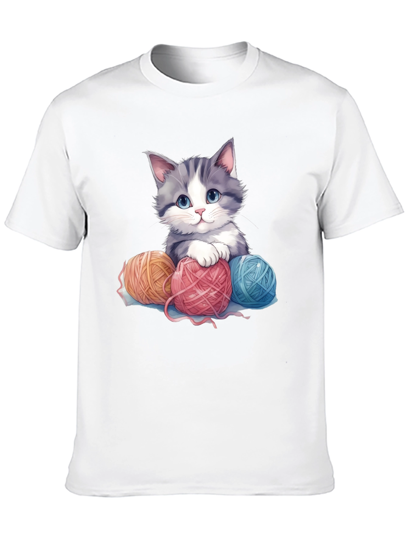 Black Cute Kitten & Yarn Balls Graphic Tee view 10
