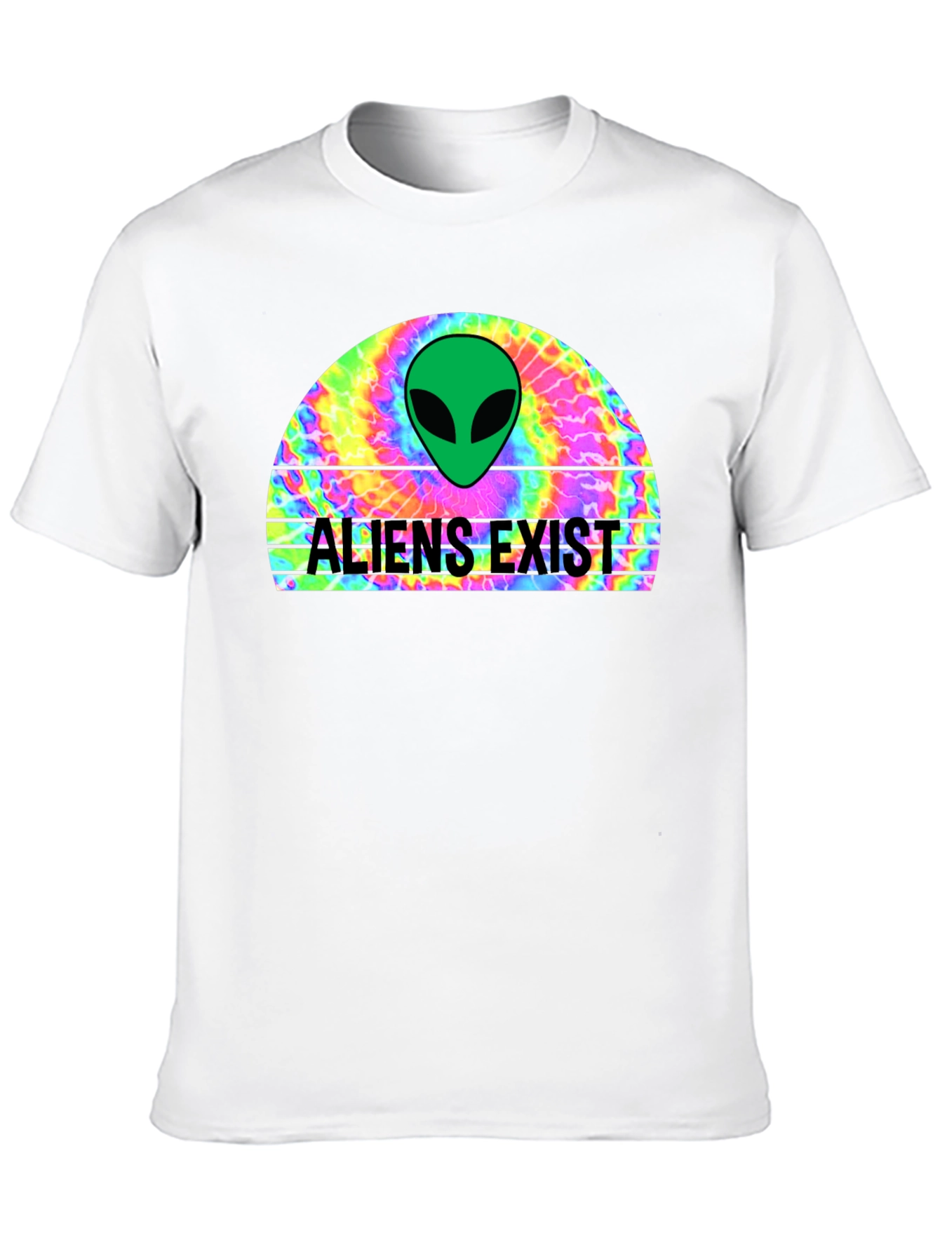 Black Aliens Exist Graphic T-Shirt - Retro Tie Dye Design view 10