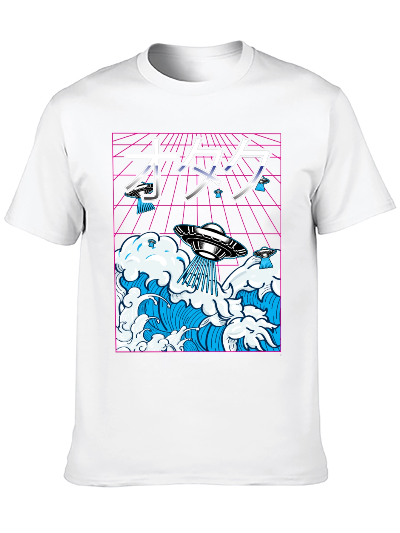 Black Otaku UFO Waves Graphic Tee view 10