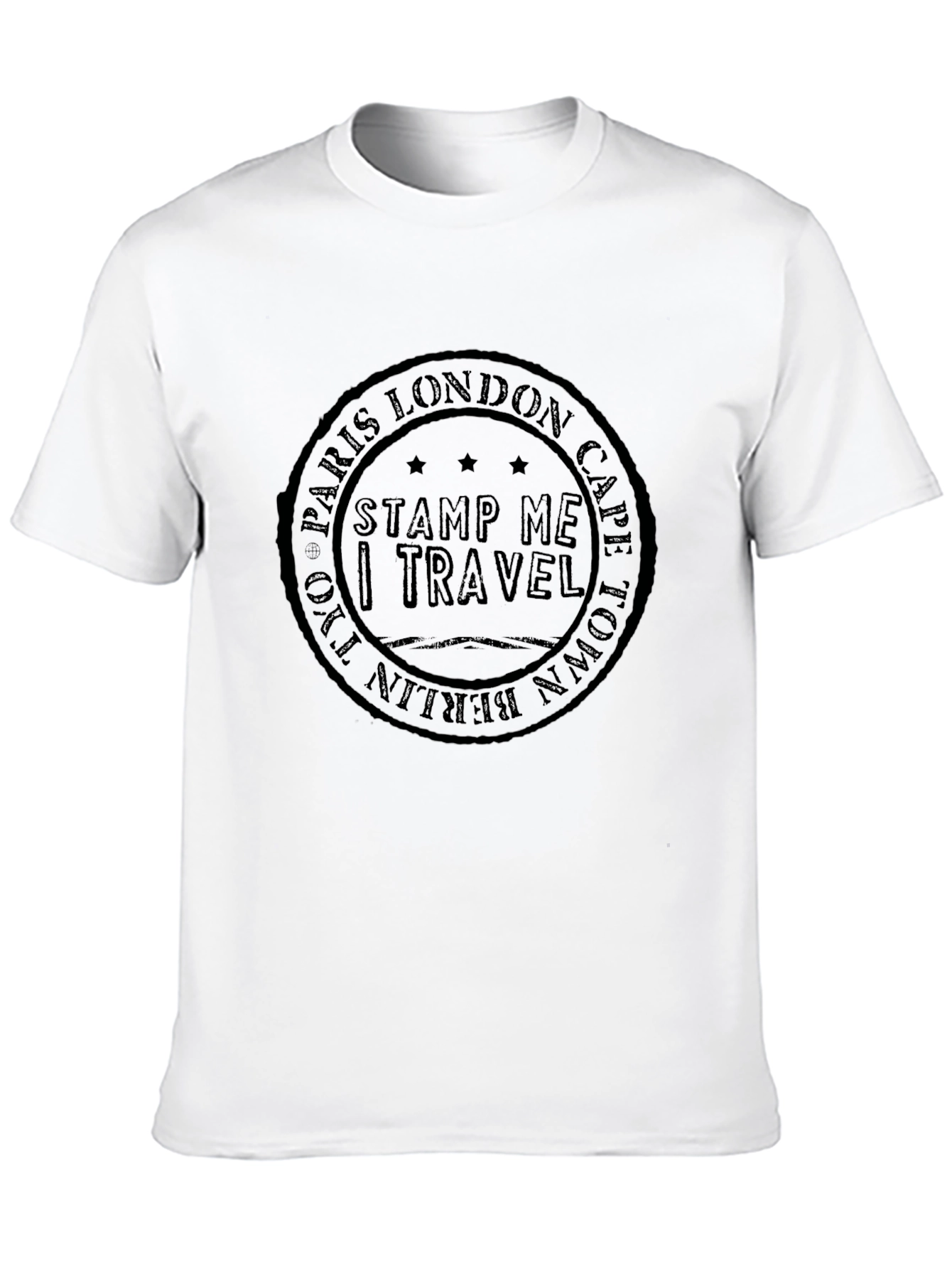 Black Travel Stamp T-Shirt - Globe Trotter view 10