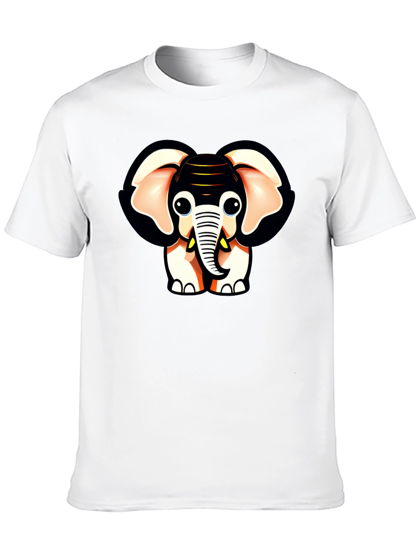 Black Cute Cartoon Elephant Graphic Black T-Shirt view 10