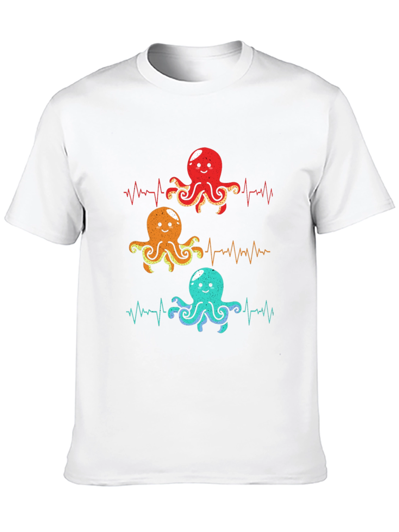Black Octopus Heartbeat Graphic T-Shirt - Sea Life Tee view 10