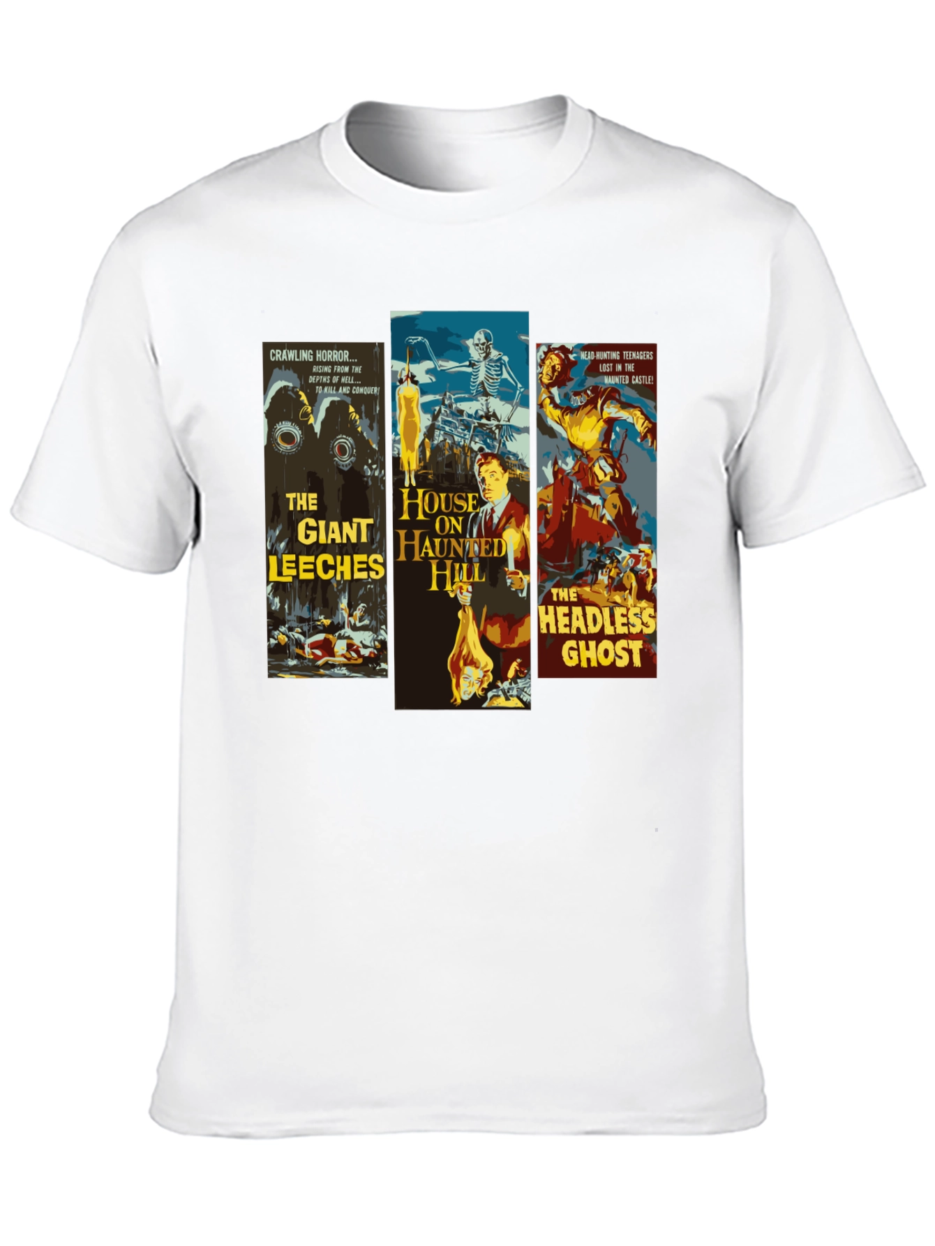 Black Horror Movie Poster Collage Graphic T-Shirt view 10