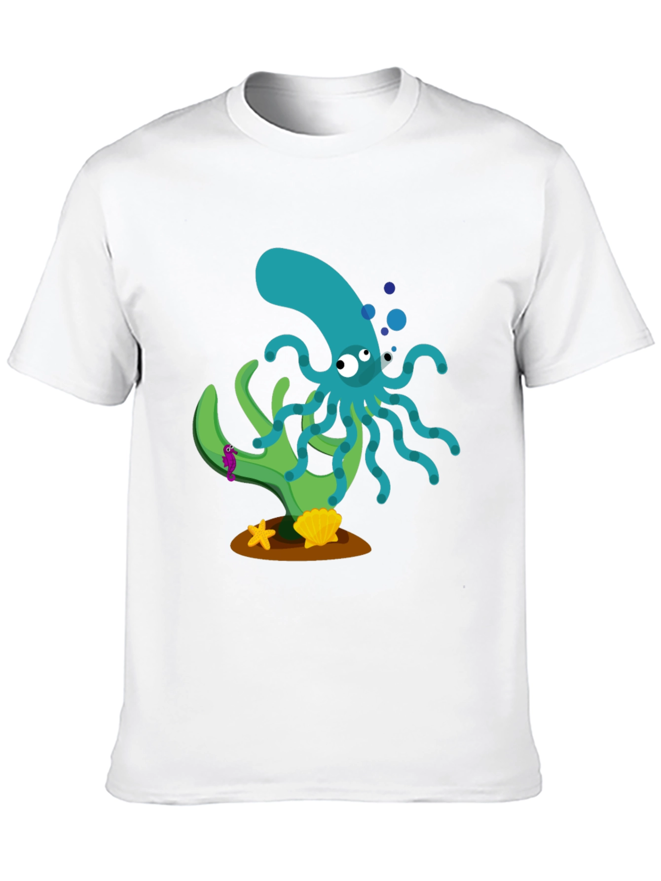 Black Cartoon Octopus Graphic Print Black T-Shirt view 10