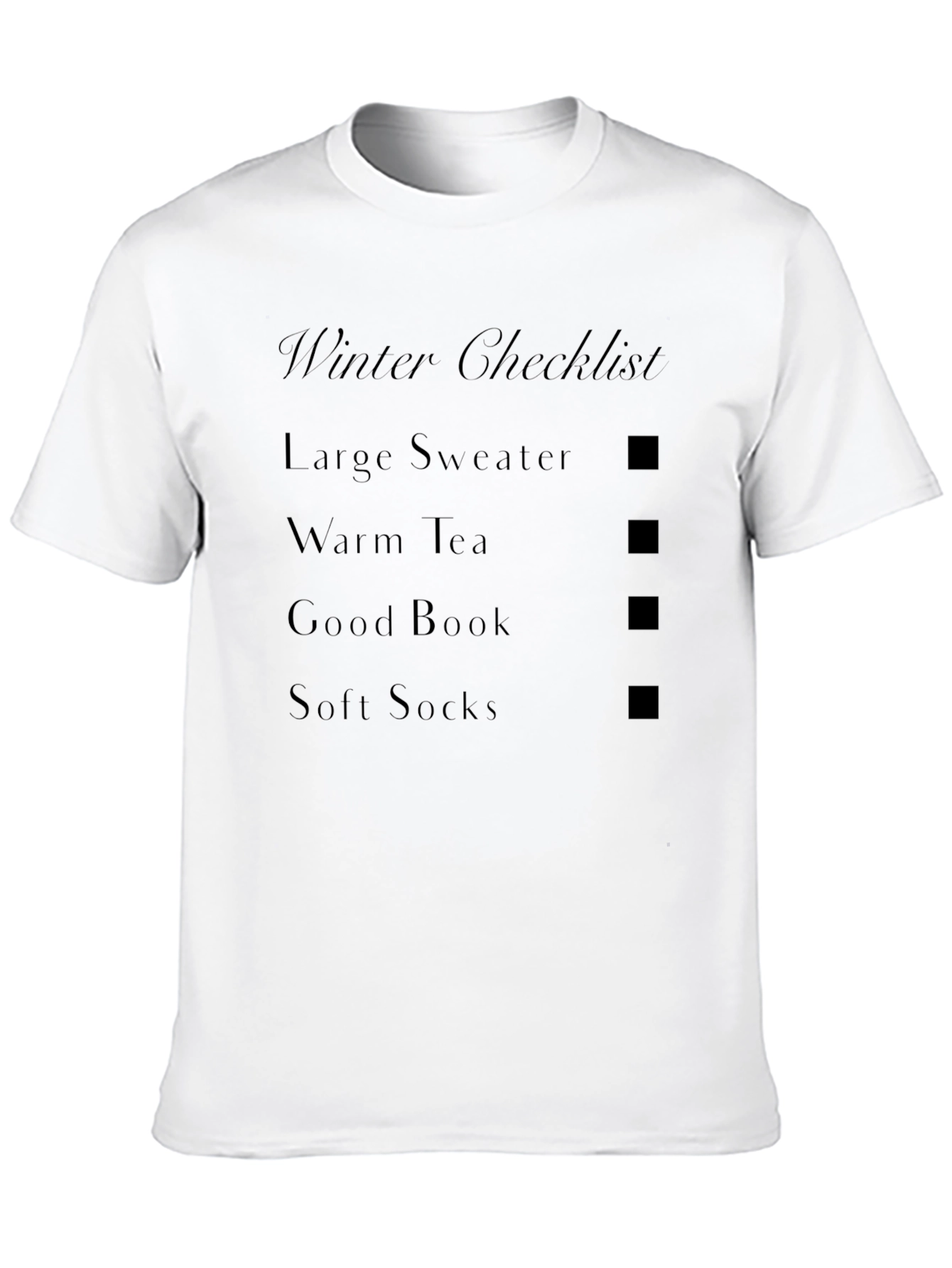 Black Winter Checklist Graphic Tee - Cozy Season Apparel view 10