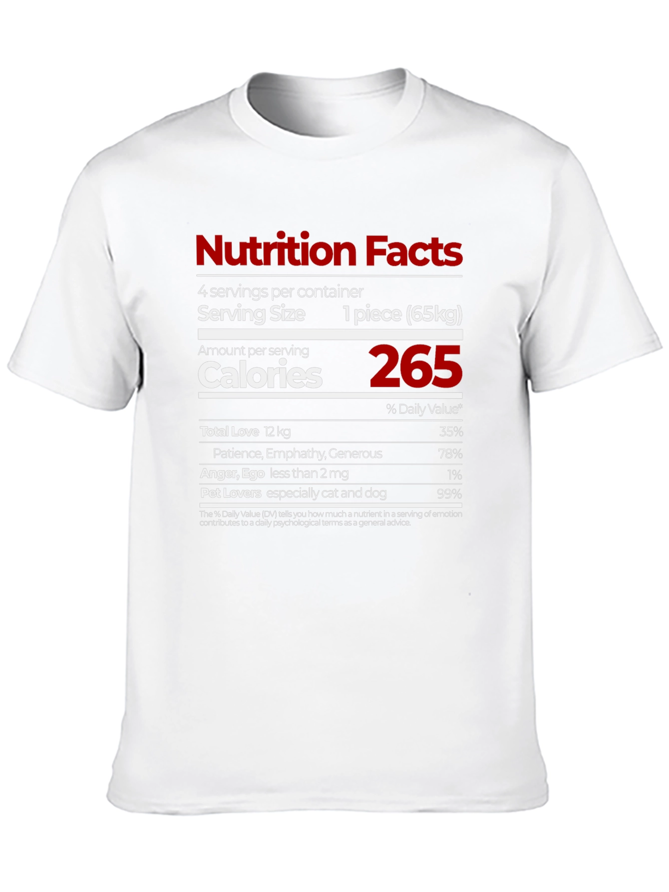 Black Nutrition Facts T-Shirt - Love, Patience, Pet Lovers view 10