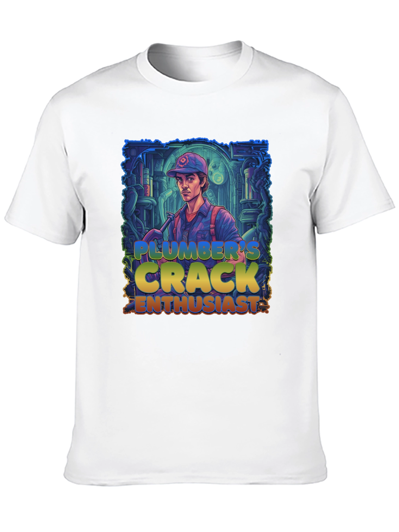 Black Plumber's Crack Enthusiast Graphic Tee view 10