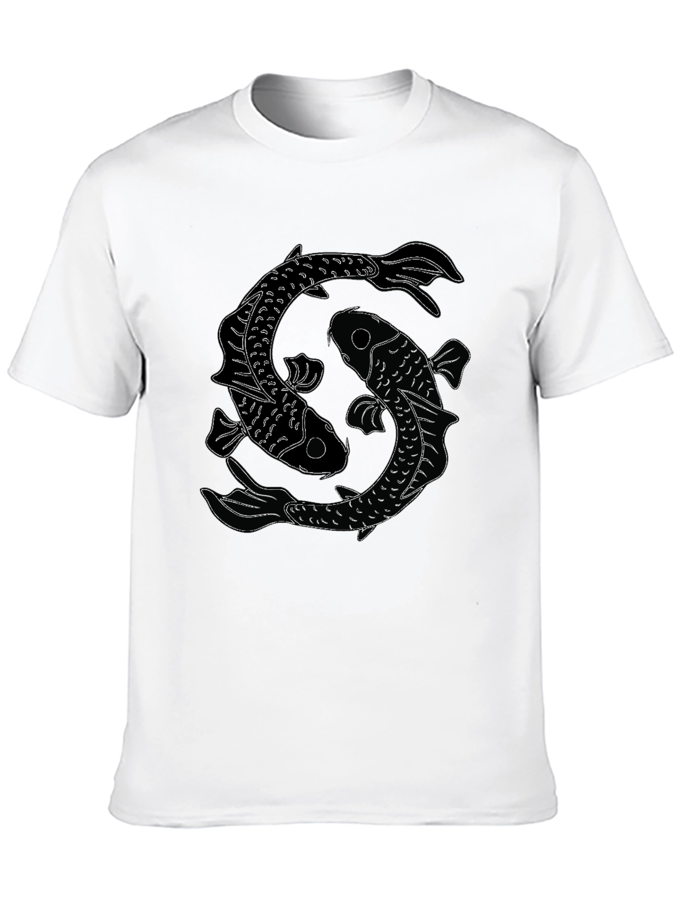 Black Yin Yang Koi Fish Graphic Tee - Classic Black T-Shirt view 10