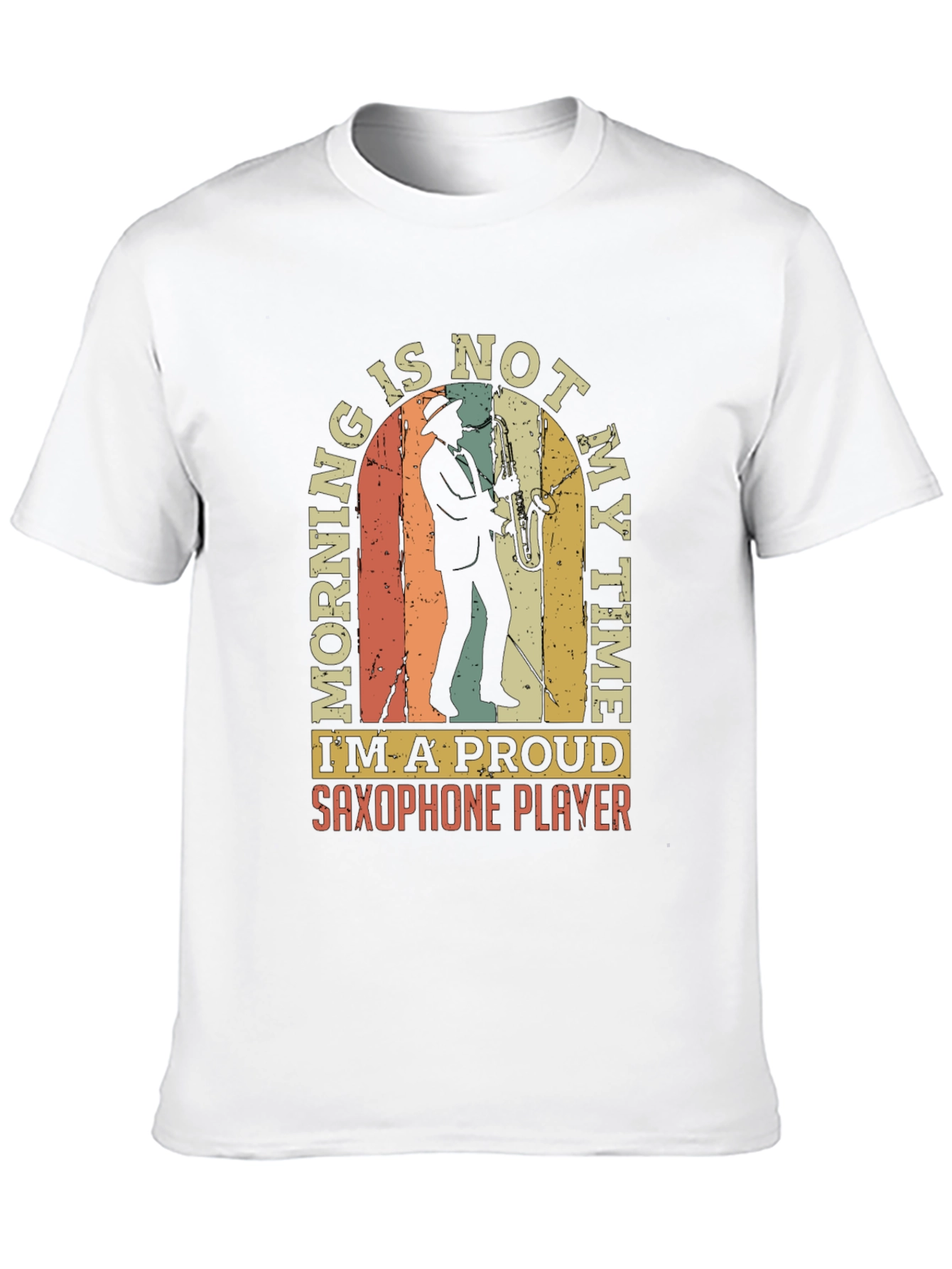 Black Saxophone Player T-Shirt - Morning is Not My Time! view 10