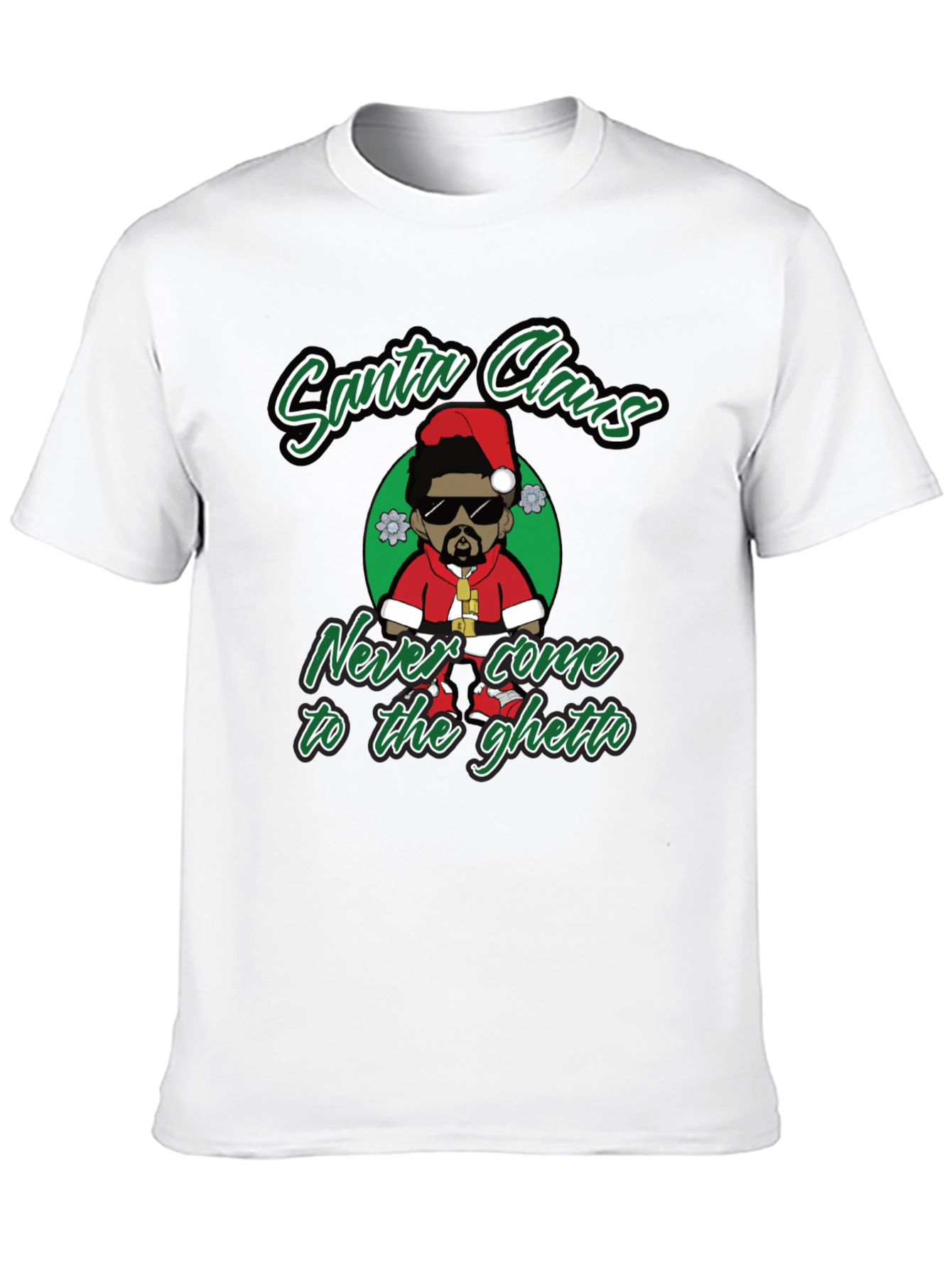 Black Santa Claus Never Come to the Ghetto Black T-Shirt view 10