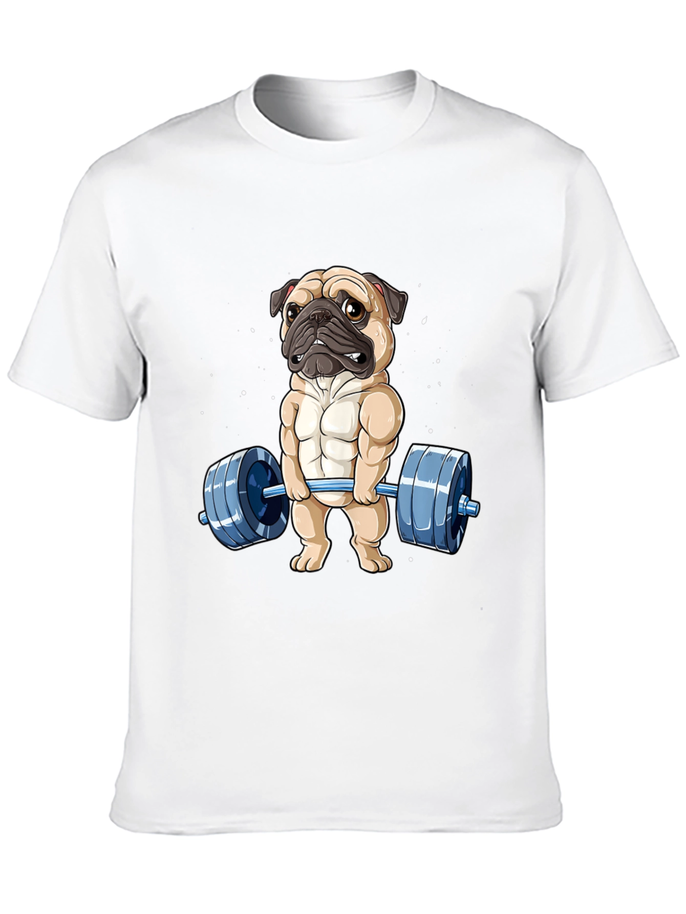 Black Muscle Pug Weightlifting Graphic Tee view 10