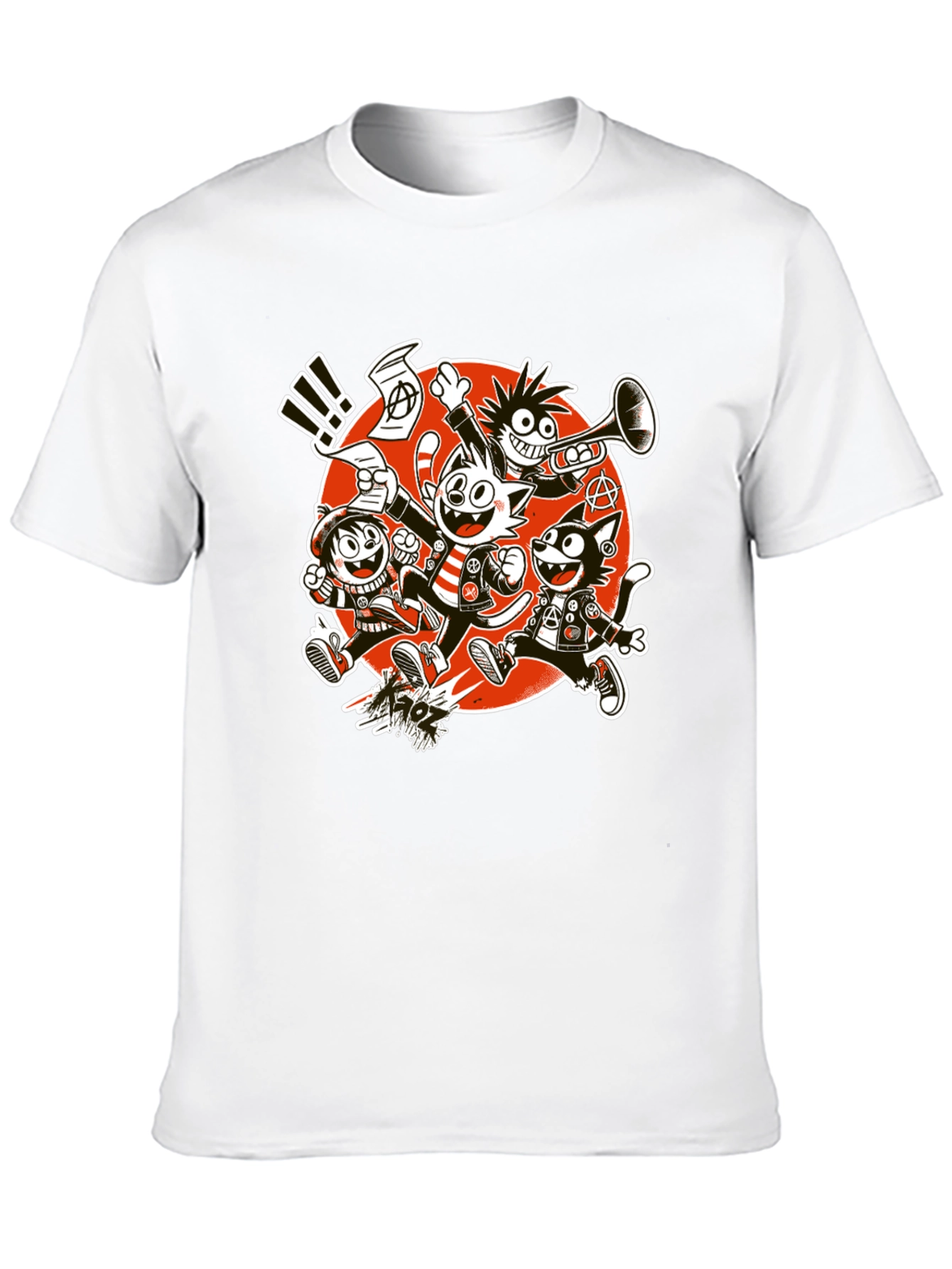 Black Cartoon Punk Band Graphic T-Shirt view 10