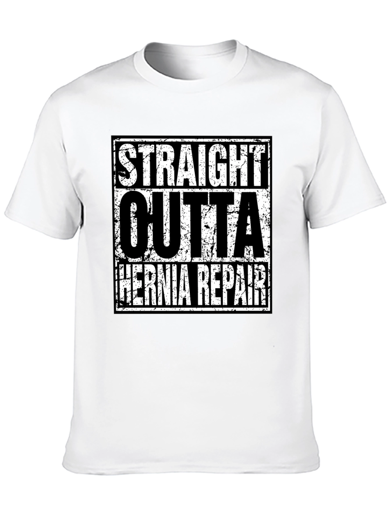 Black Straight Outta Hernia Repair T-Shirt view 10