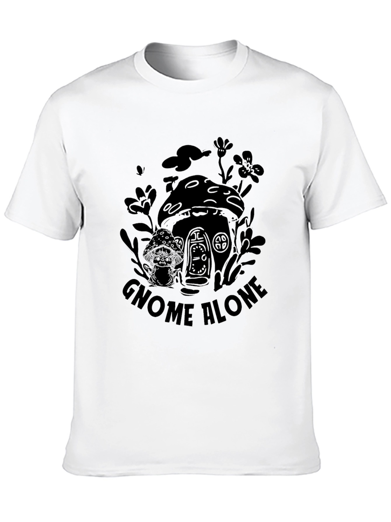 Black Gnome Alone Black Graphic T-Shirt view 10