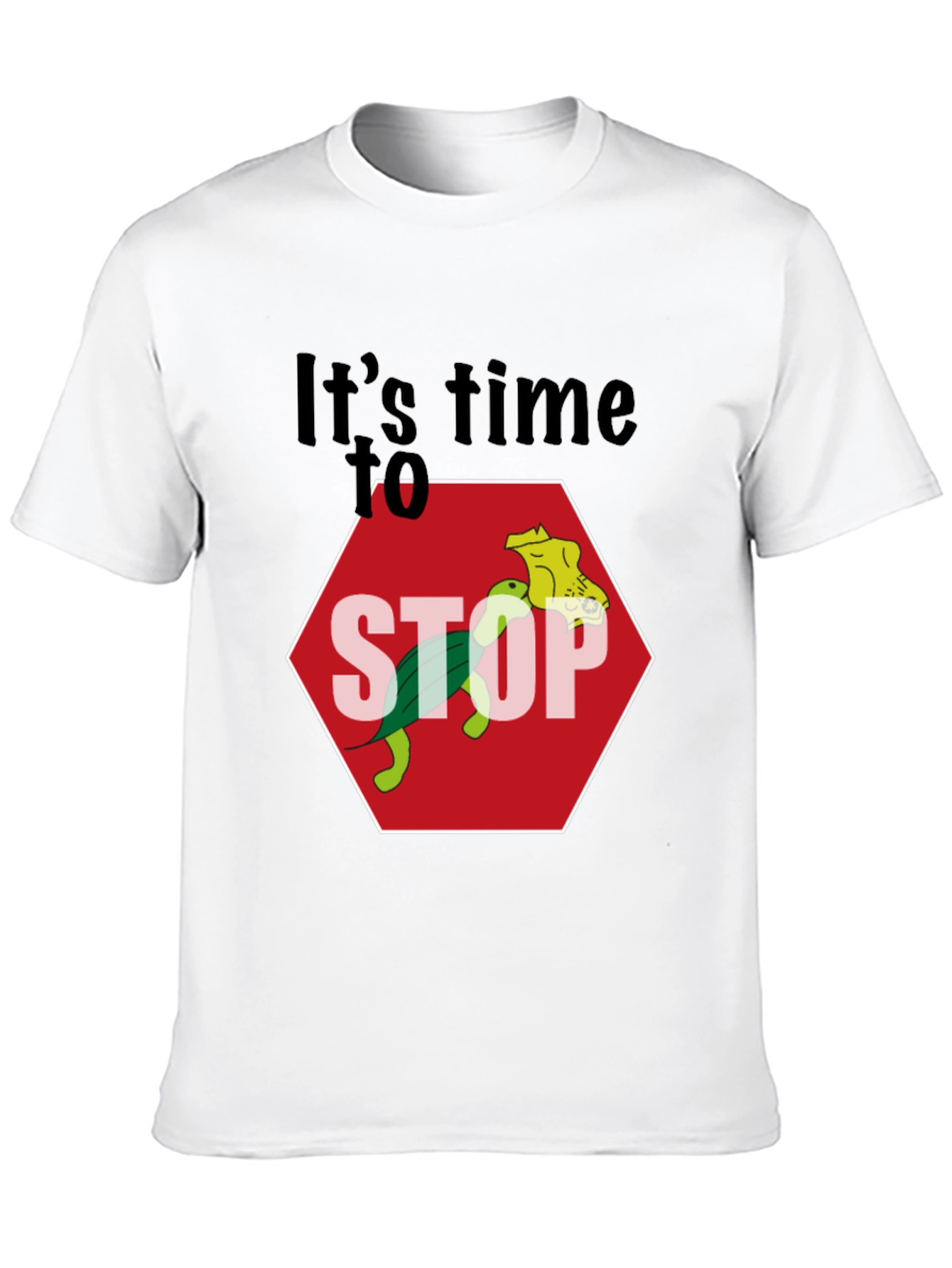 Black Humorous Turtle Stop Sign Graphic Tee view 10