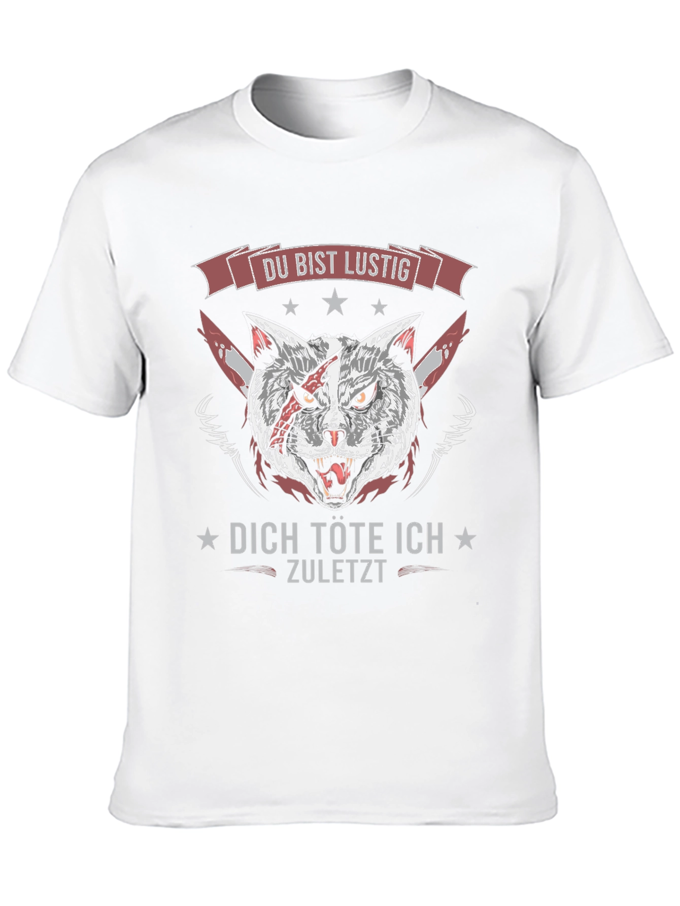 Black Du Bist Lustig T-Shirt - Killer Cat Design view 10