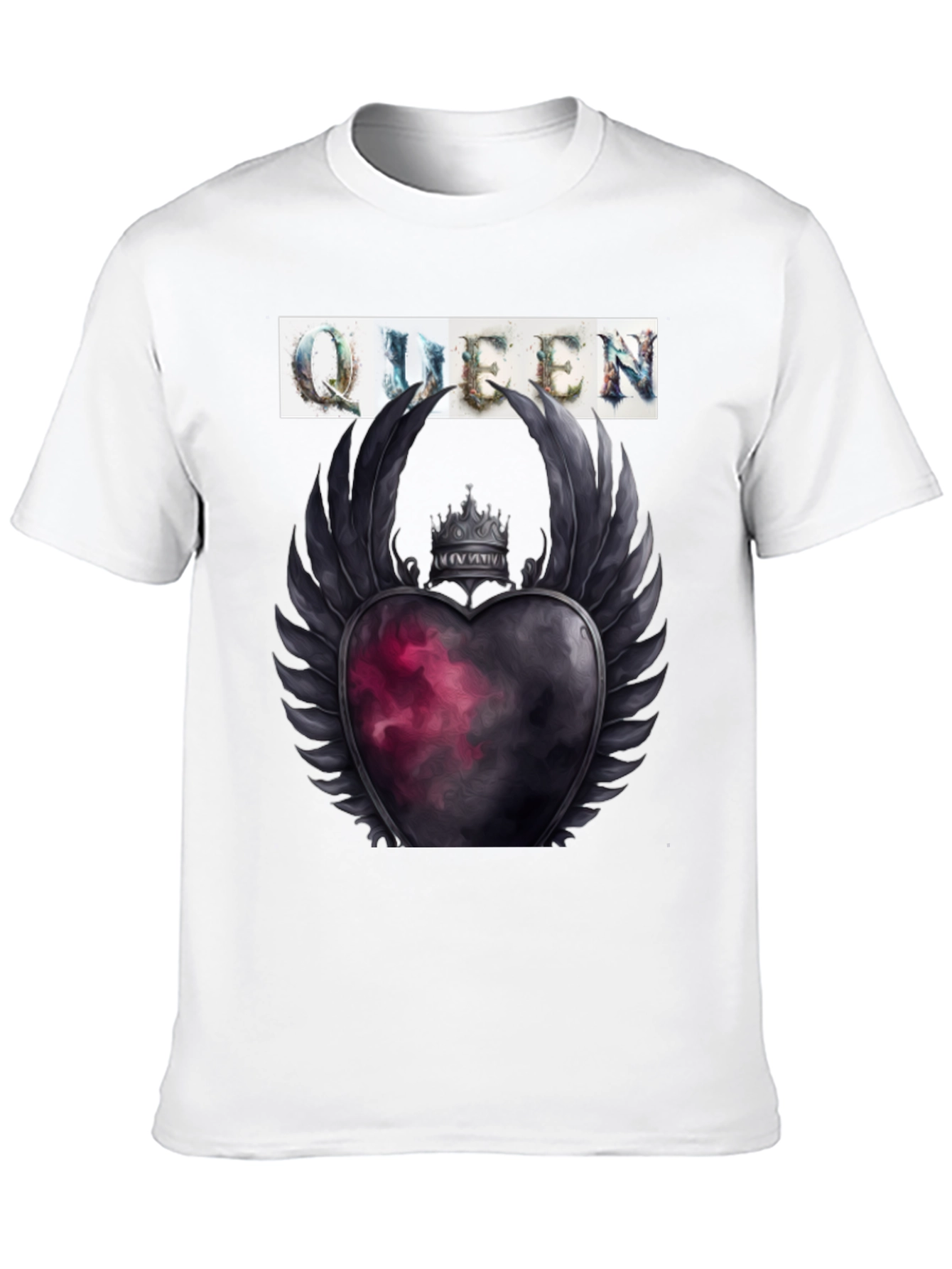 Black Queen Heart Crown Graphic Tee - Trendy Style view 10