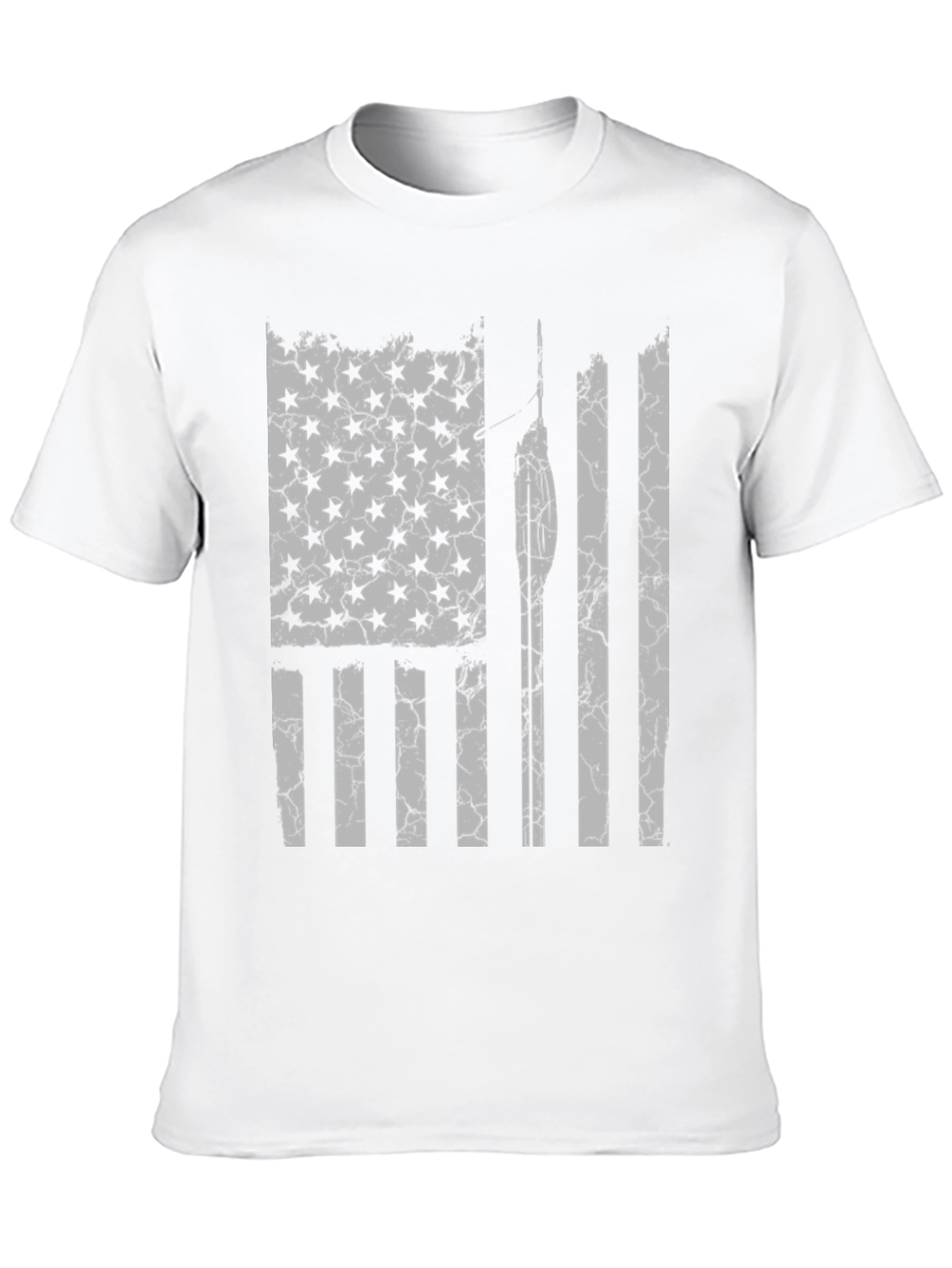 Black Distressed American Flag Spear Fishing T-Shirt view 10