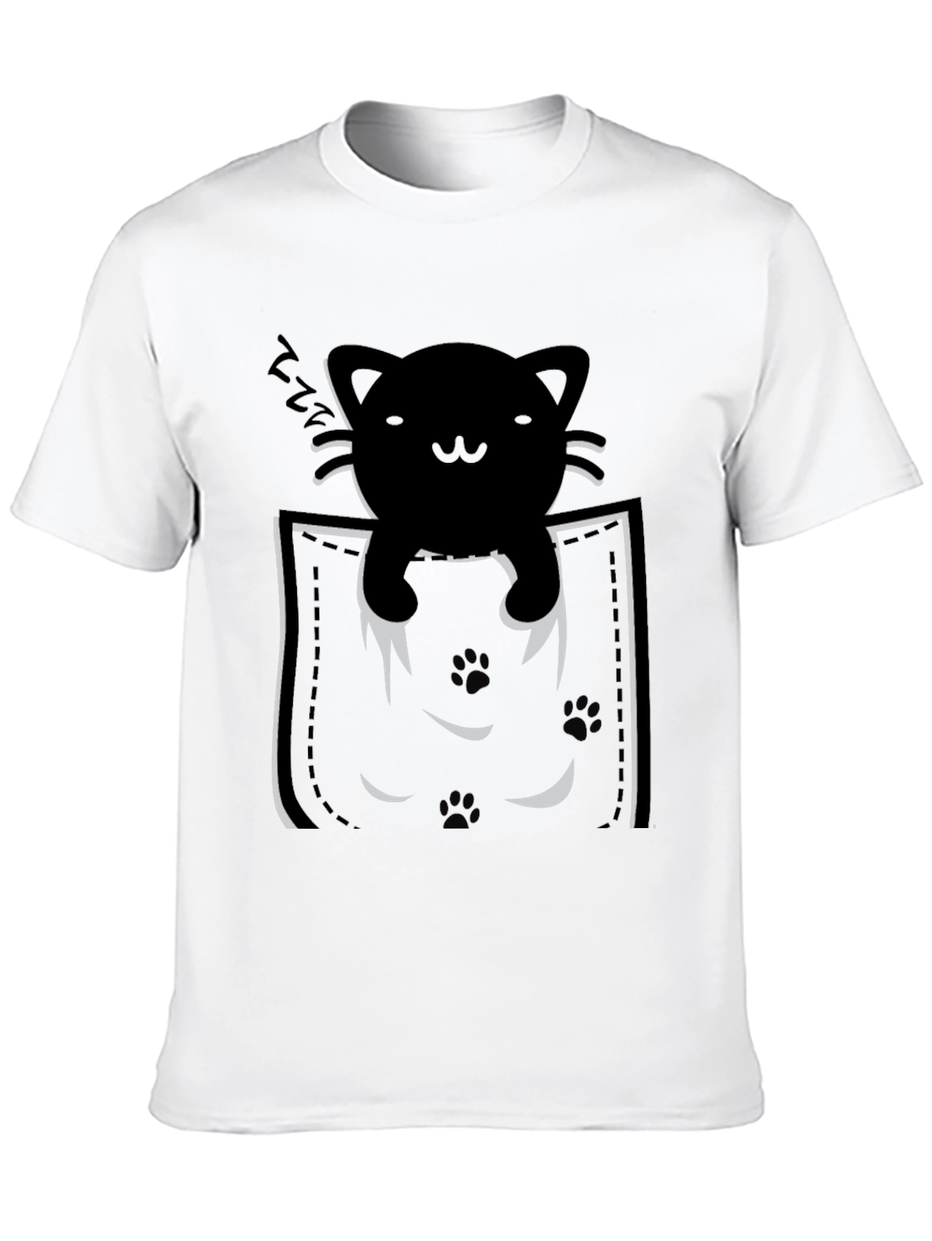 Black Pocket Cat T-Shirt - Black Kitten Tee view 10