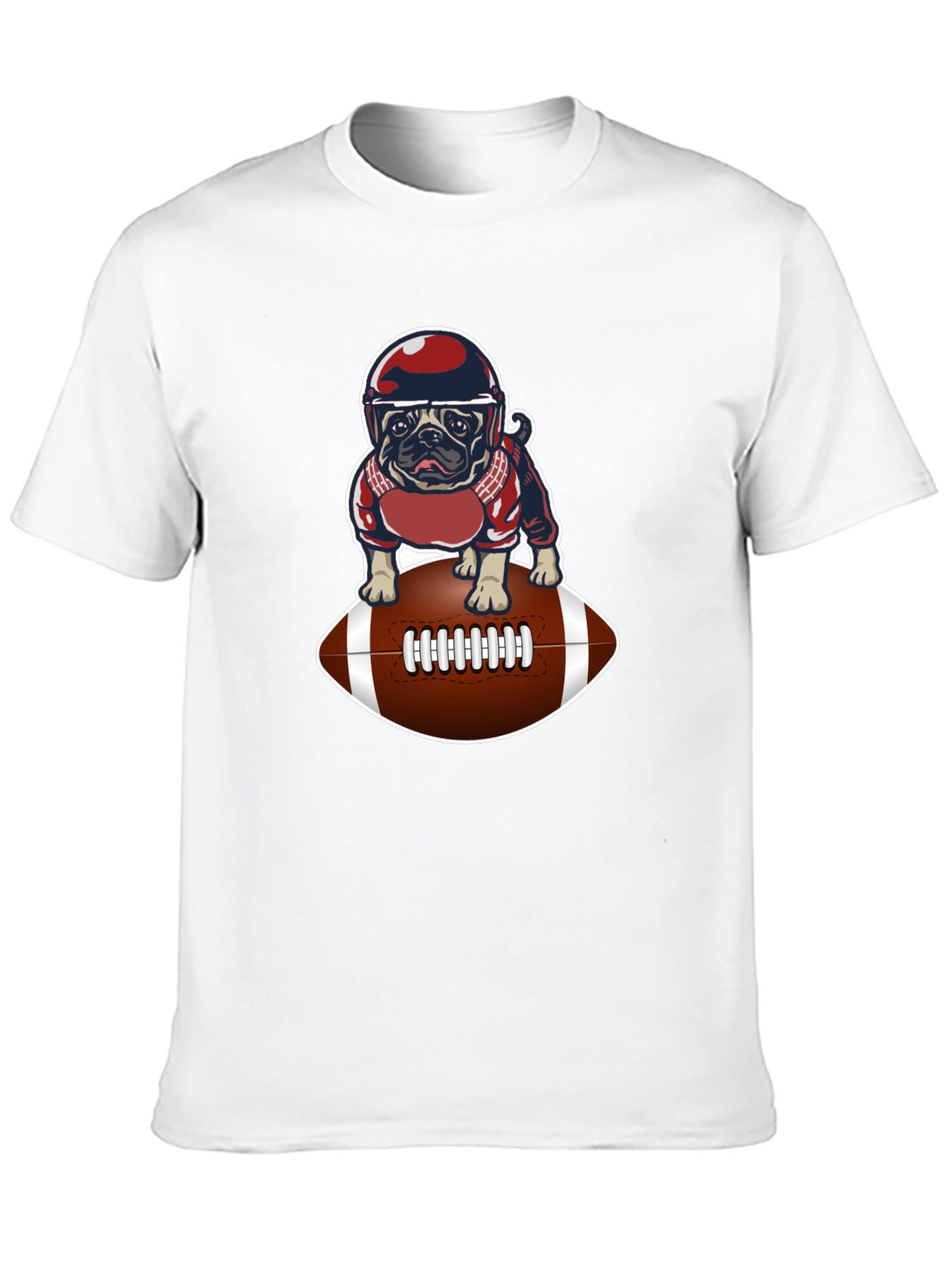 Black Football Pug Graphic T-Shirt view 10