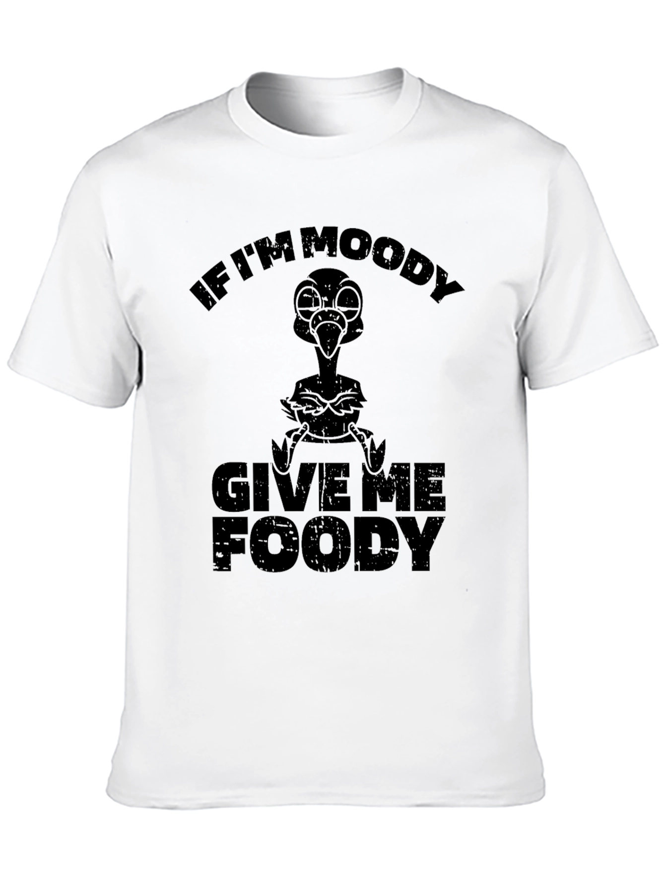 Black Moody Foody Graphic T-Shirt - Funny Bird Tee view 10