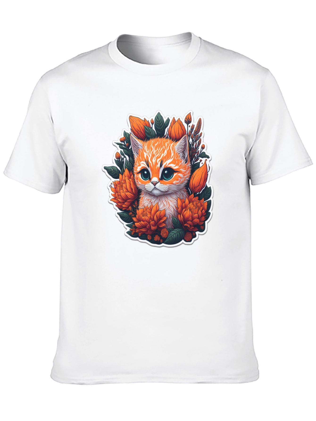 Black Floral Kitten Graphic Tee - Cute Cat Lover Shirt view 10