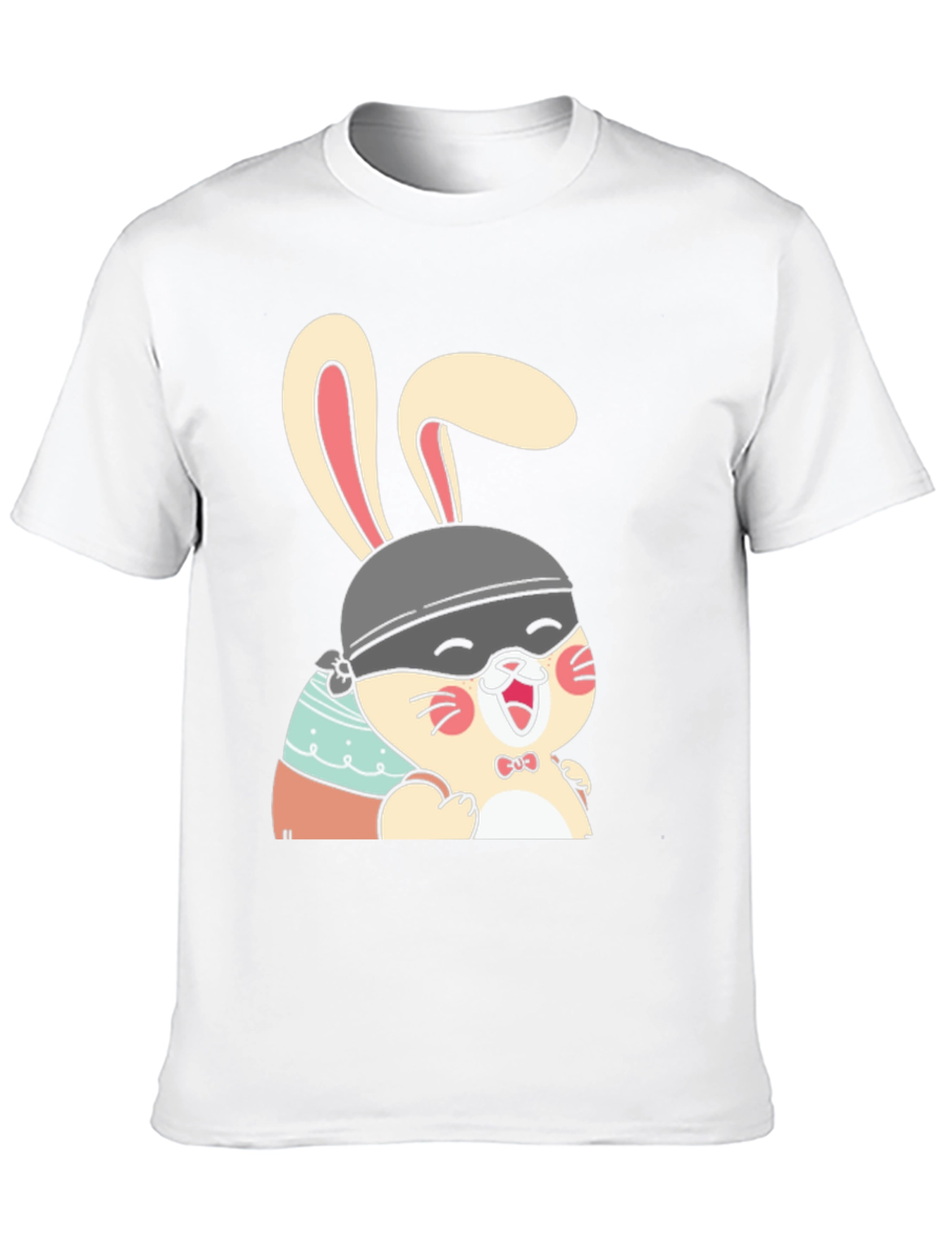 Black Cute Bunny T-Shirt - Black Cotton Tee view 10