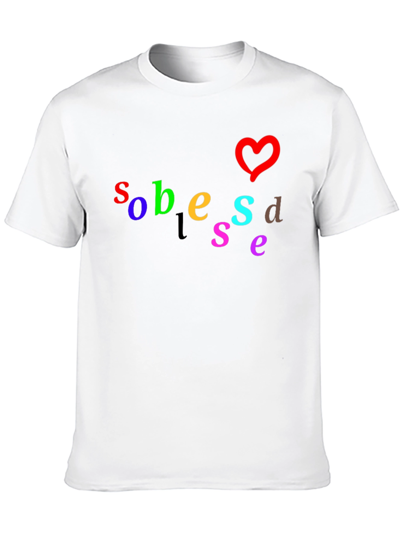 Black Colorful Graphic T-Shirt with Heart Design view 10