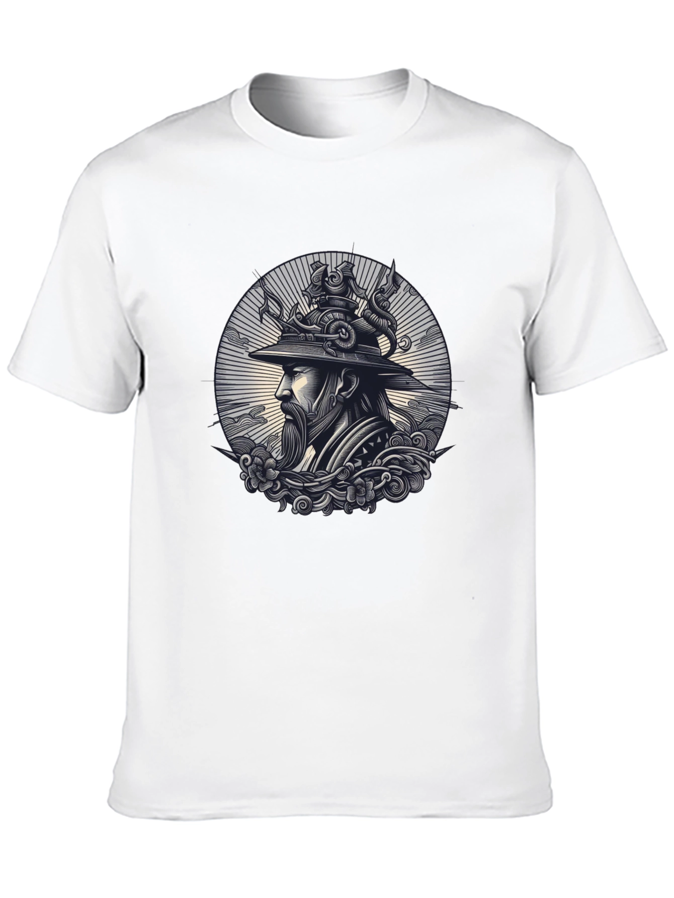 Black Samurai Graphic Print Black T-Shirt view 10