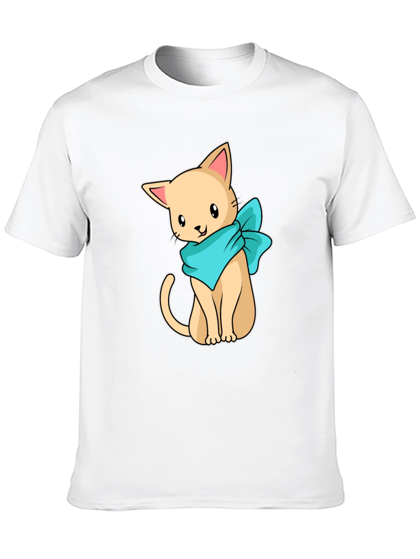 Black Cute Cartoon Cat Graphic Tee - Black Unisex Shirt view 10