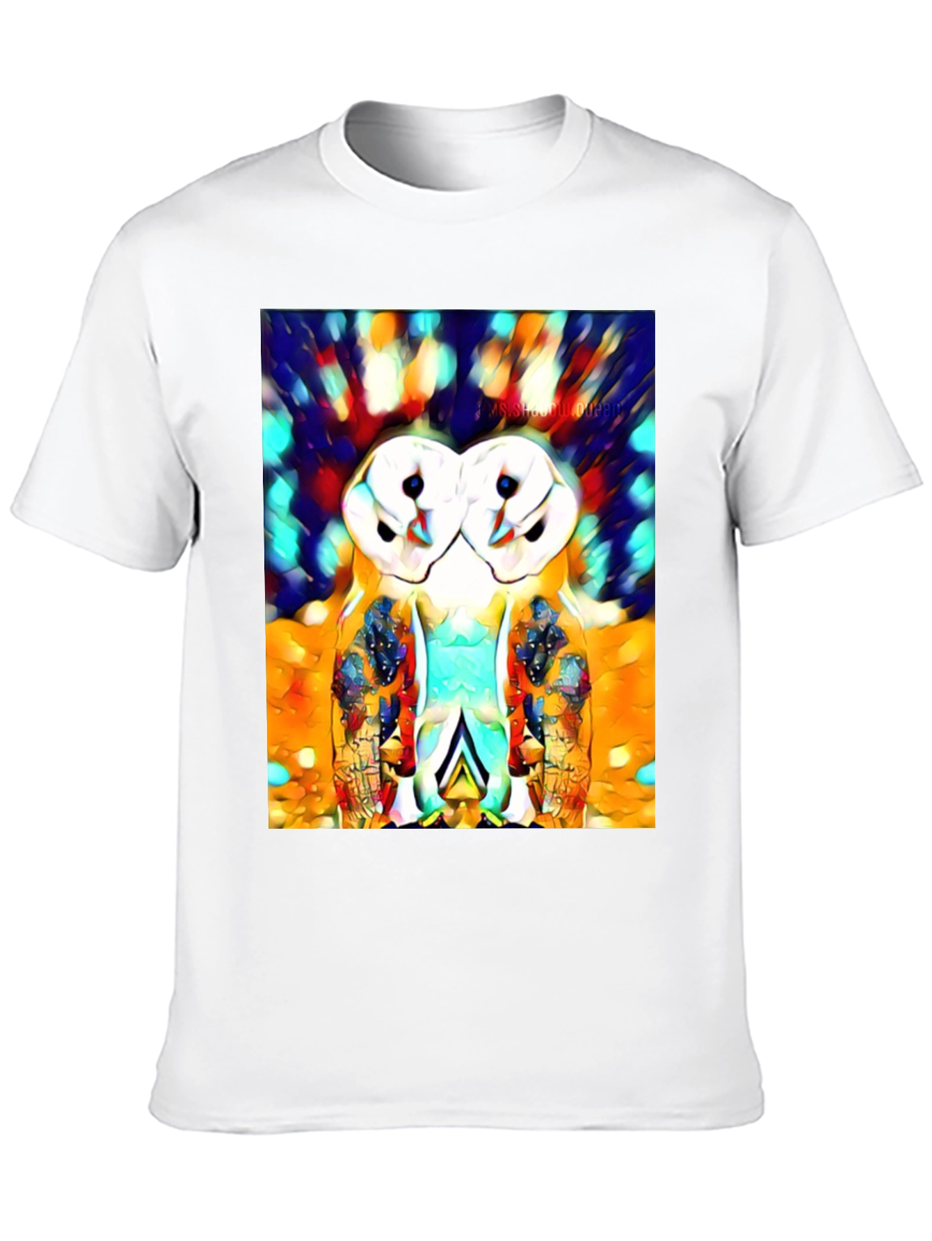 Black Abstract Owl Print T-Shirt view 10