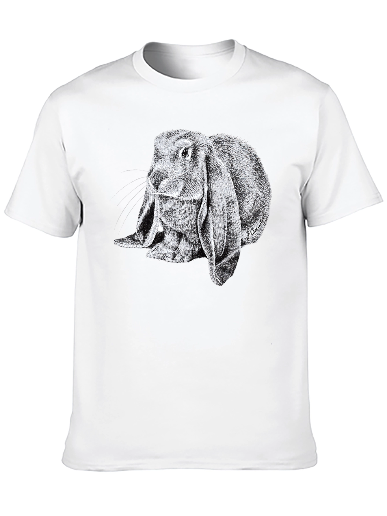 Black Rabbit Graphic Tee - Soft Black Cotton T-Shirt view 10