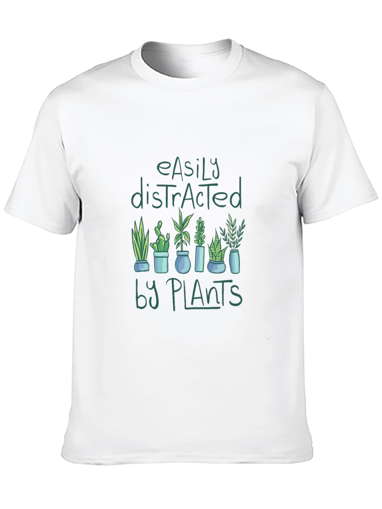 Black Easily Distracted By Plants T-Shirt view 10