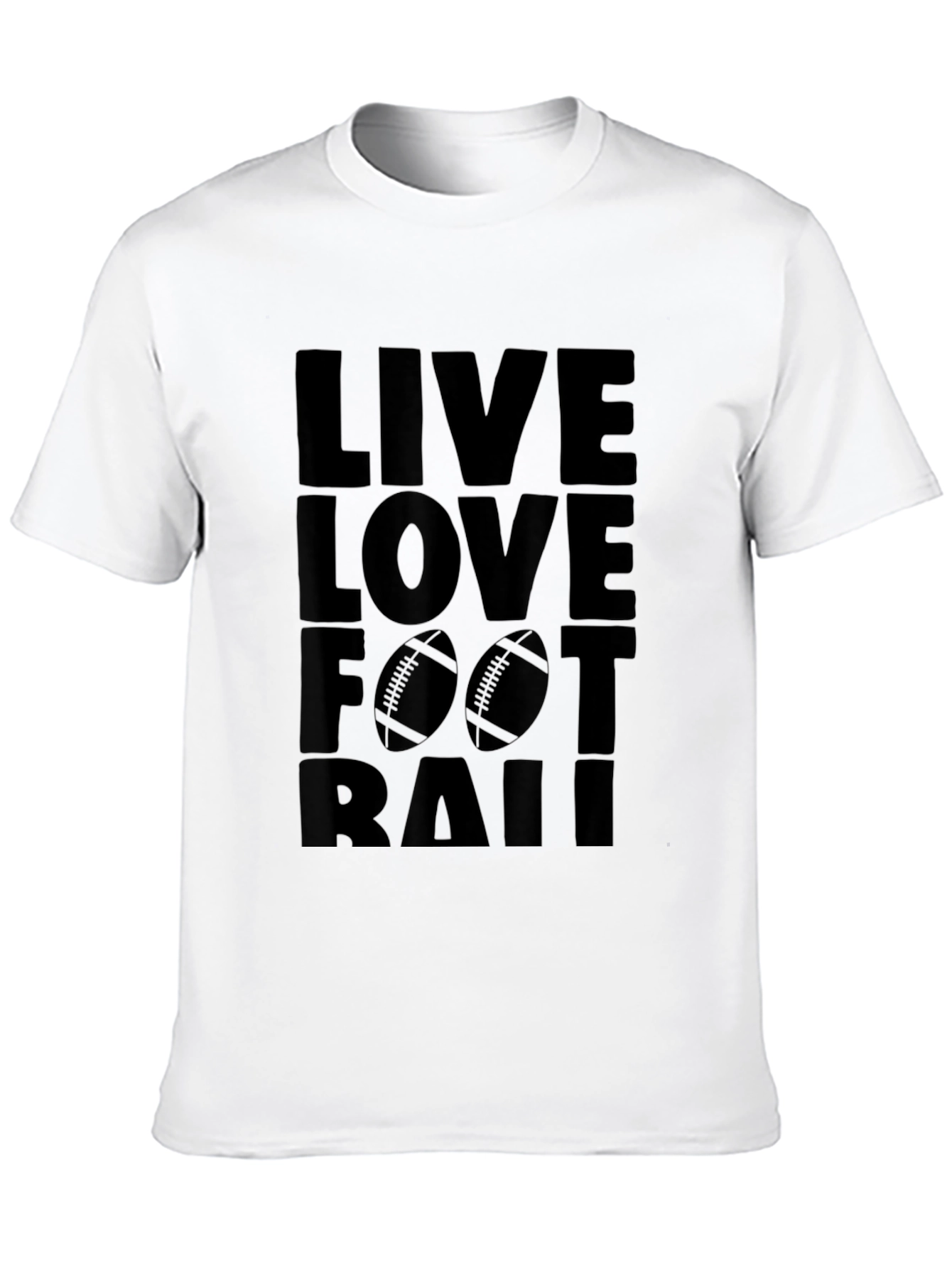 Black Live Love Football Graphic Tee - Black Cotton T-Shirt view 10