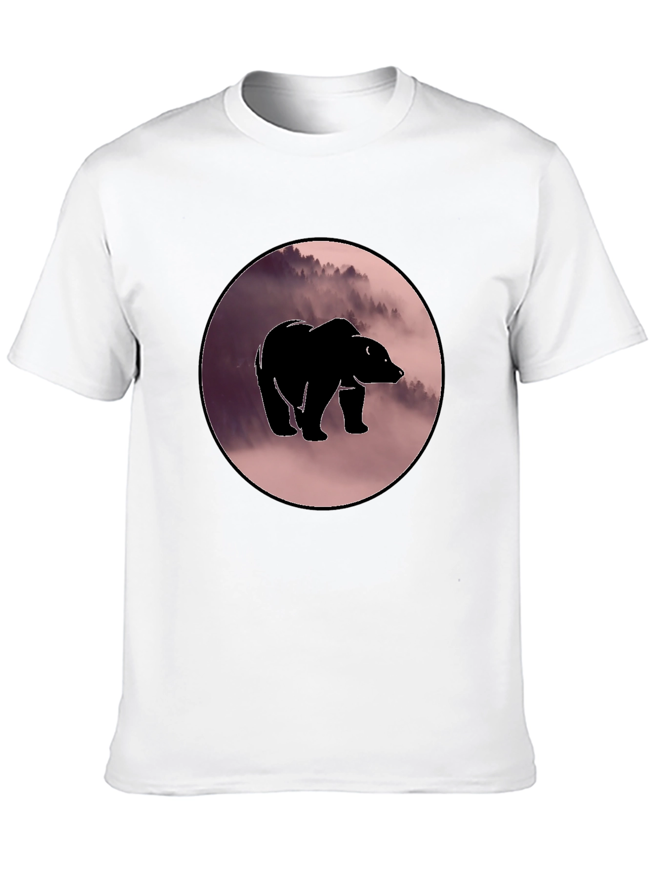 Black Bear Silhouette Graphic Print Crew Neck T-Shirt view 10