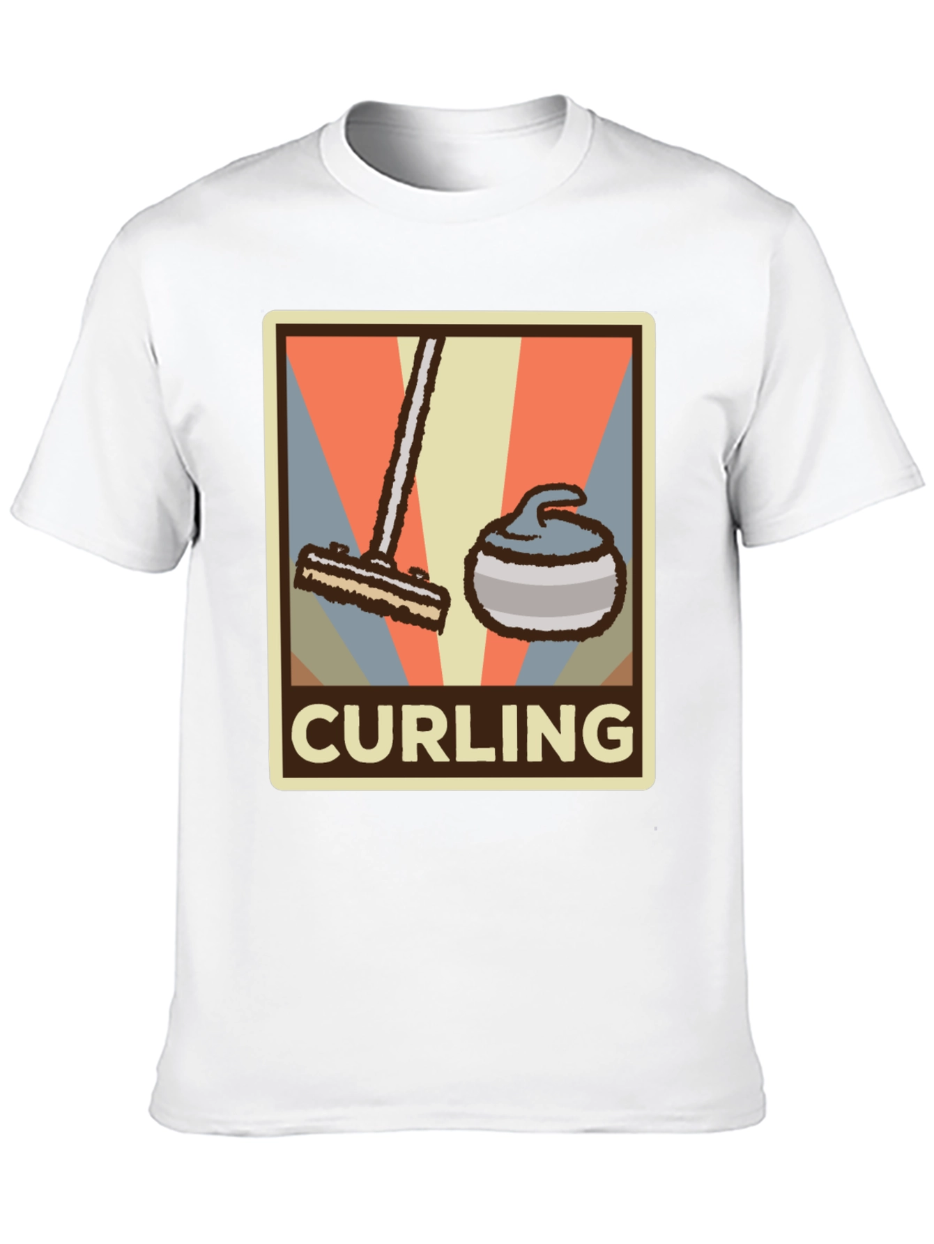 Black Retro Curling T-Shirt - Vintage Style Sports Tee view 10