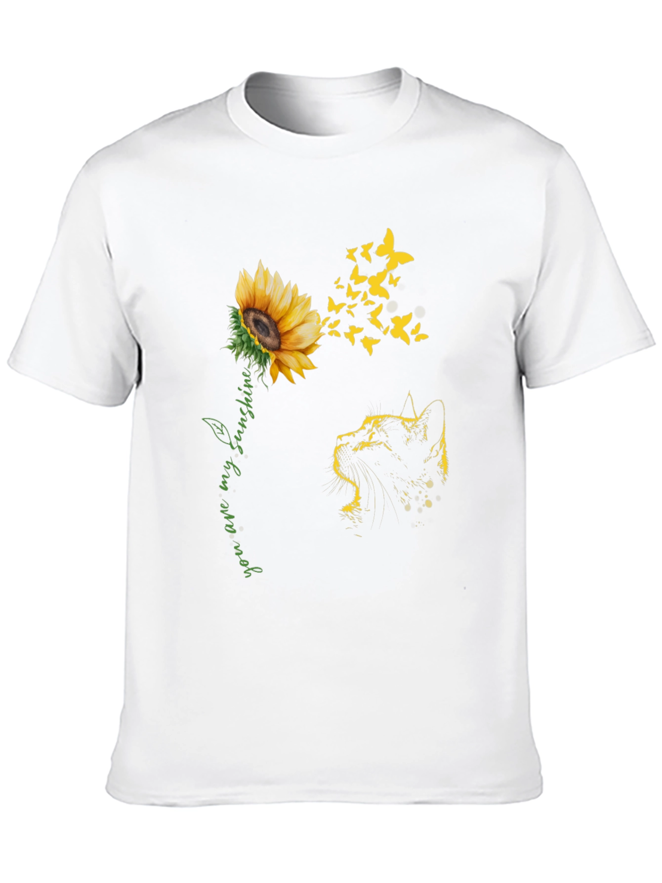 Black Sunflower Cat Graphic Tee - "You Are My Sunshine" view 10