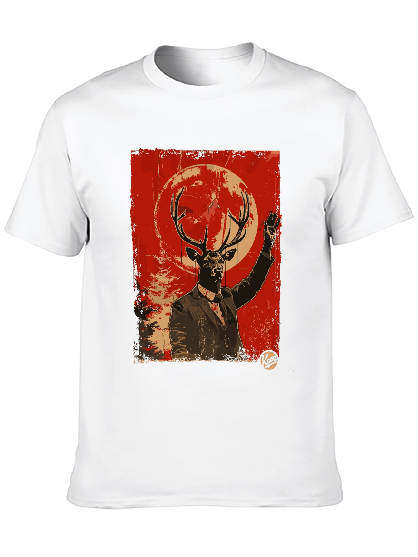 Black Deer Man Graphic Tee - Unique Animal Art T-Shirt view 10