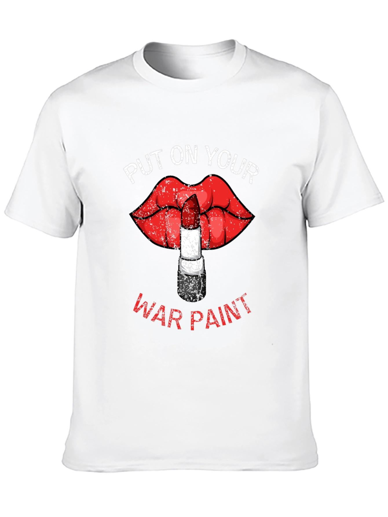 Black War Paint Lipstick Lips Graphic T-Shirt view 10