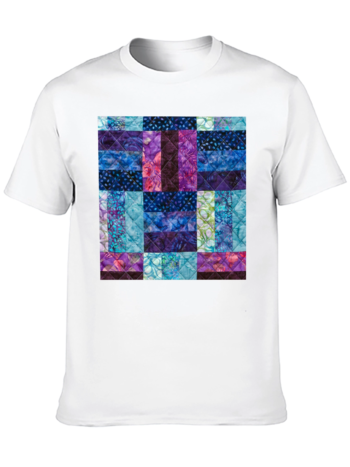 Black Quilted Pattern T-Shirt - Modern Abstract Design view 10