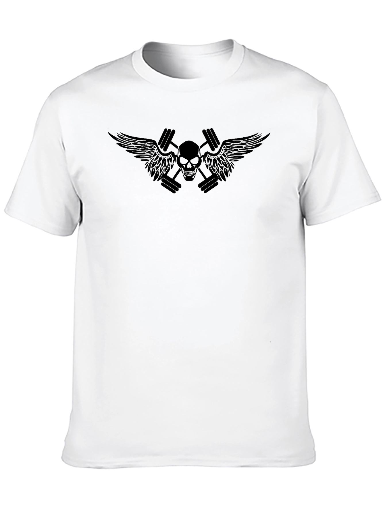 Black Skull & Wings Workout T-Shirt view 10