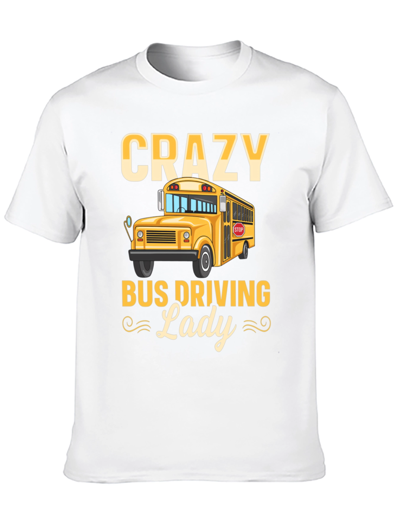 Black Crazy Bus Driving Lady T-Shirt - Black view 10