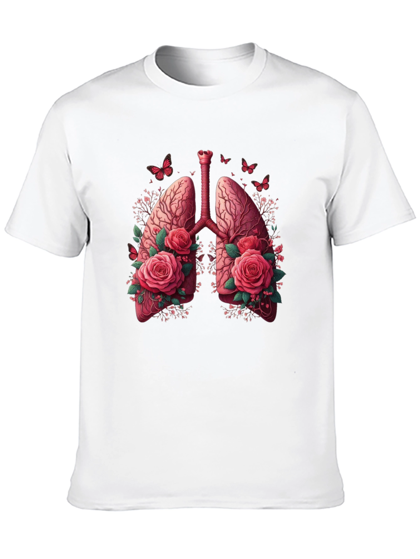 Black Floral Lung Anatomy Graphic Tee - Unisex view 10