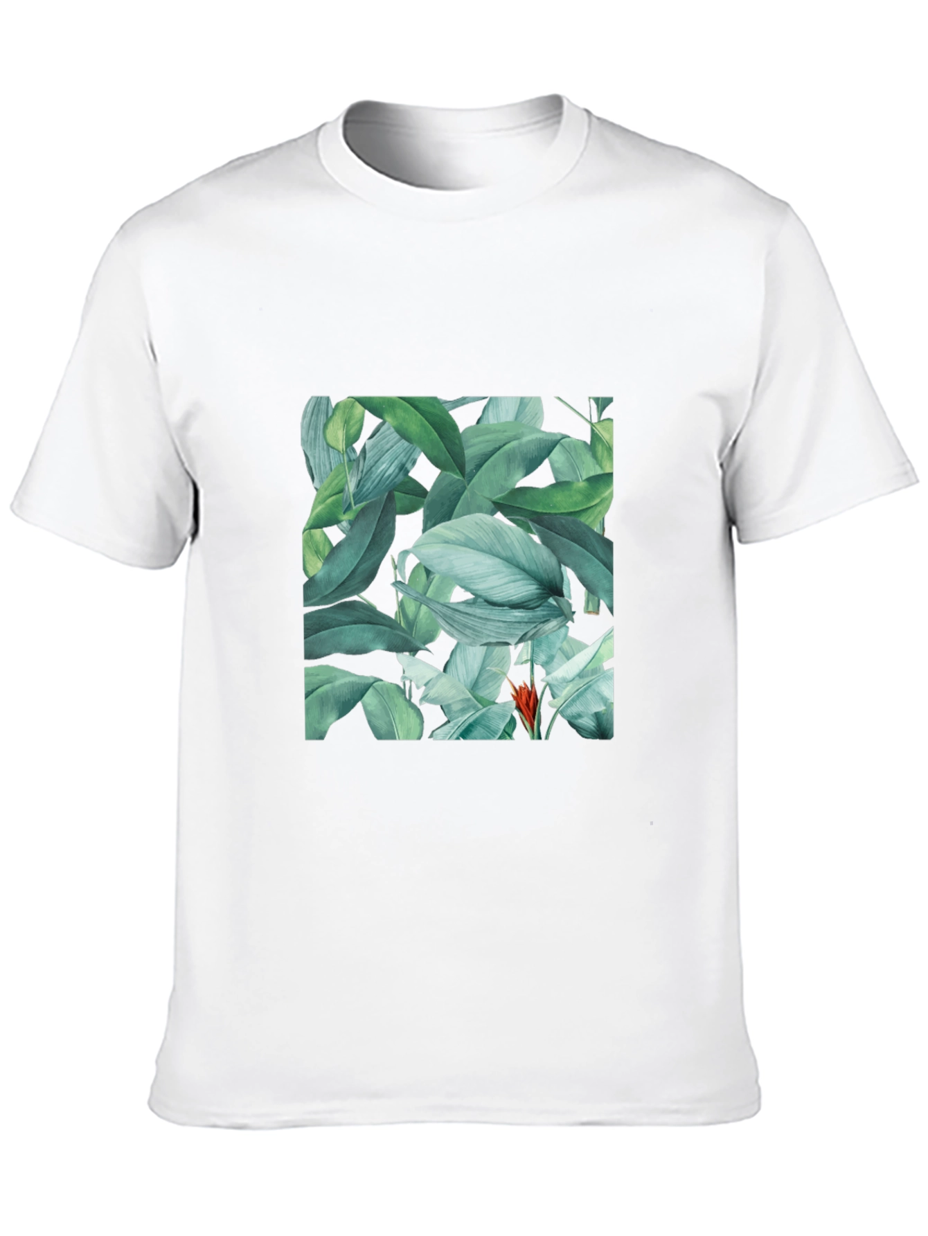 Black Tropical Leaves Print Black T-Shirt view 10