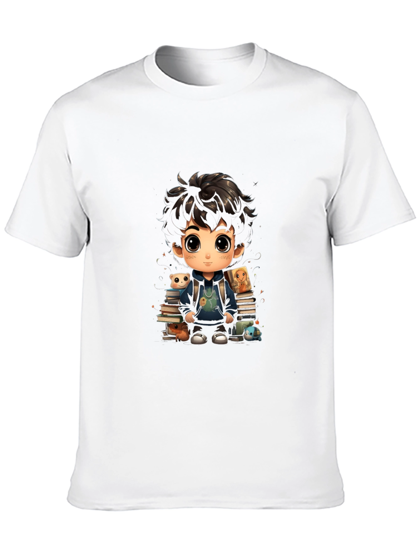 Black Cartoon Boy with Books Graphic Tee view 10