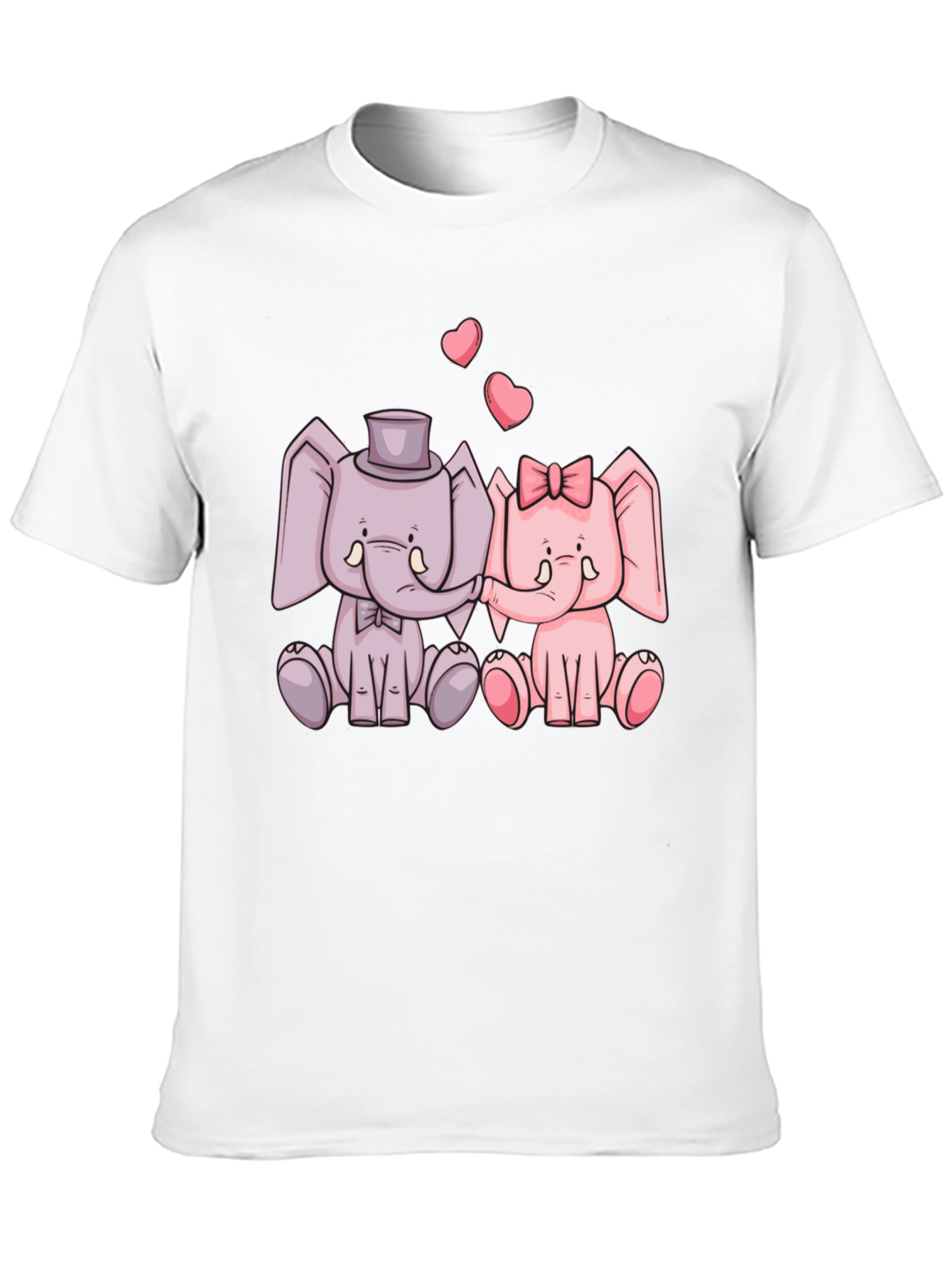 Black Elephant Love T-Shirt - Cute Cartoon Design view 10