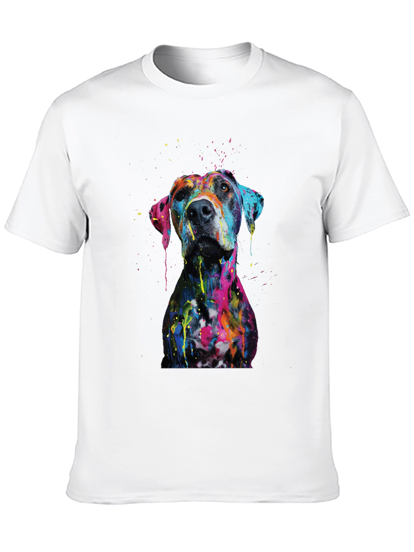 Black Men's Artistic Dog Print Black T-Shirt view 10