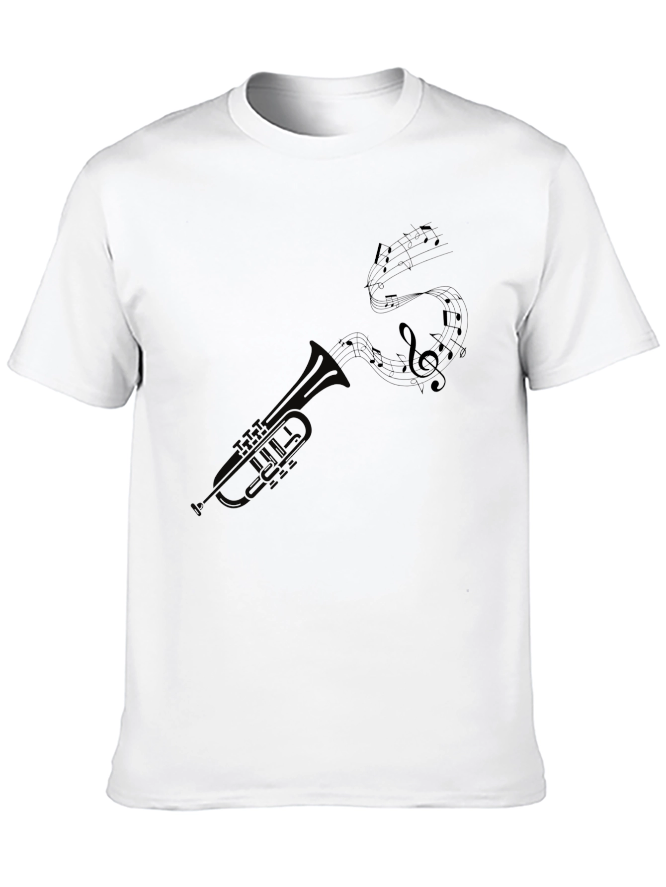 Black Trumpet and Music Notes Graphic Tee - Black view 10