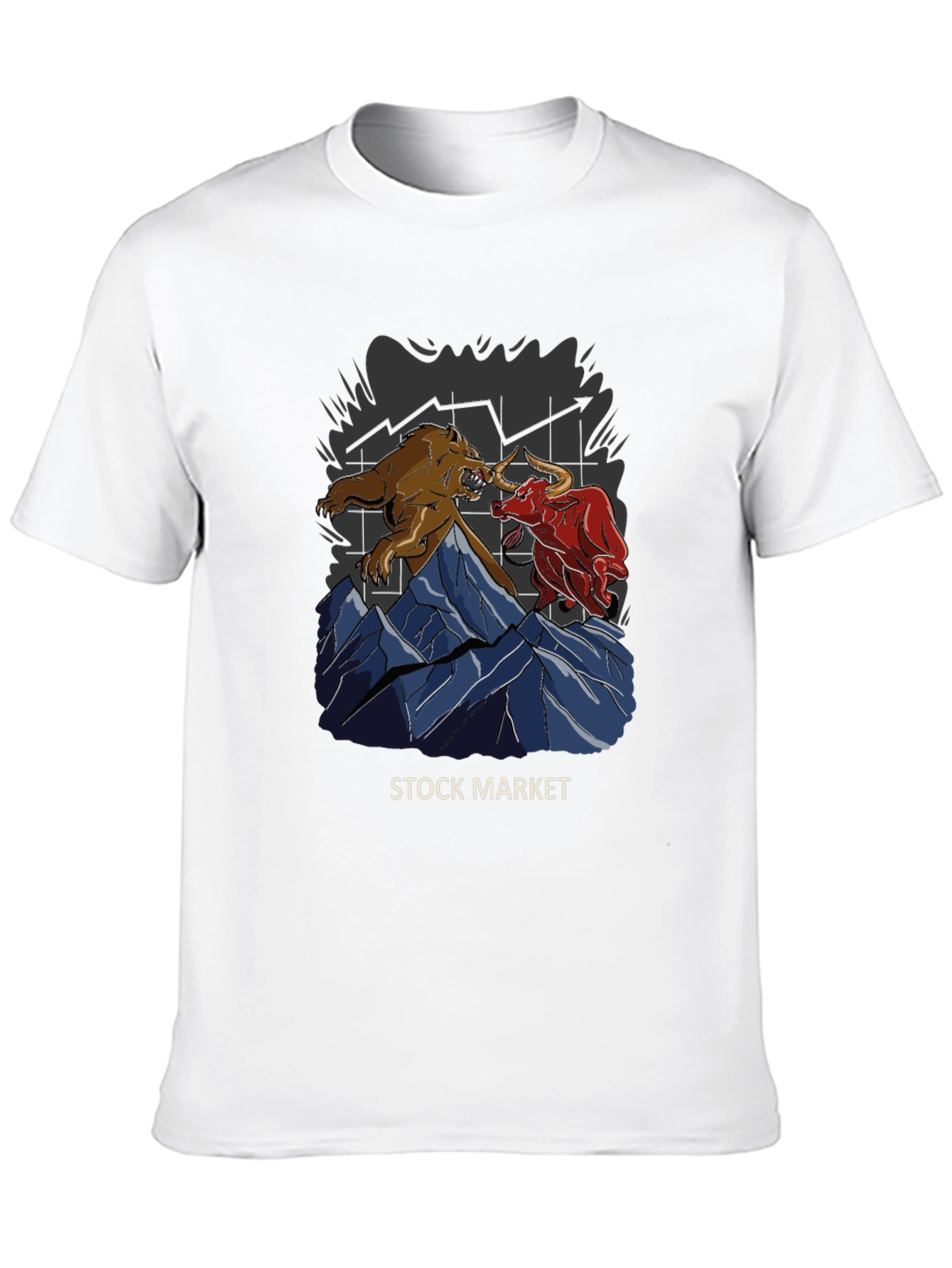 Black Stock Market Bull vs Bear Graphic T-Shirt view 10